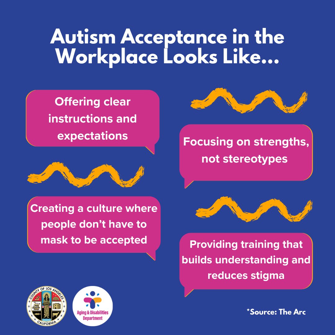 LACountyAD's tweet image. Autism acceptance is all about embracing differences and removing barriers to access. 

This #AutismAcceptanceMonth, join #LACountyAD in focusing on what real acceptance looks like in communities and daily lives.  

 #ActuallyAutistic #AutismAwareness #LACountyAD