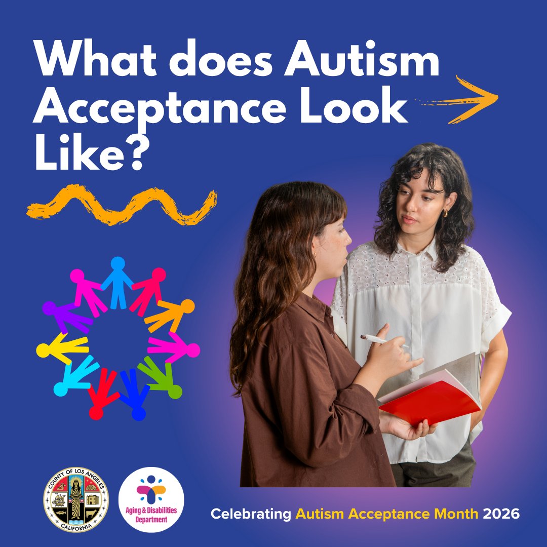LACountyAD's tweet image. Autism acceptance is all about embracing differences and removing barriers to access. 

This #AutismAcceptanceMonth, join #LACountyAD in focusing on what real acceptance looks like in communities and daily lives.  

 #ActuallyAutistic #AutismAwareness #LACountyAD