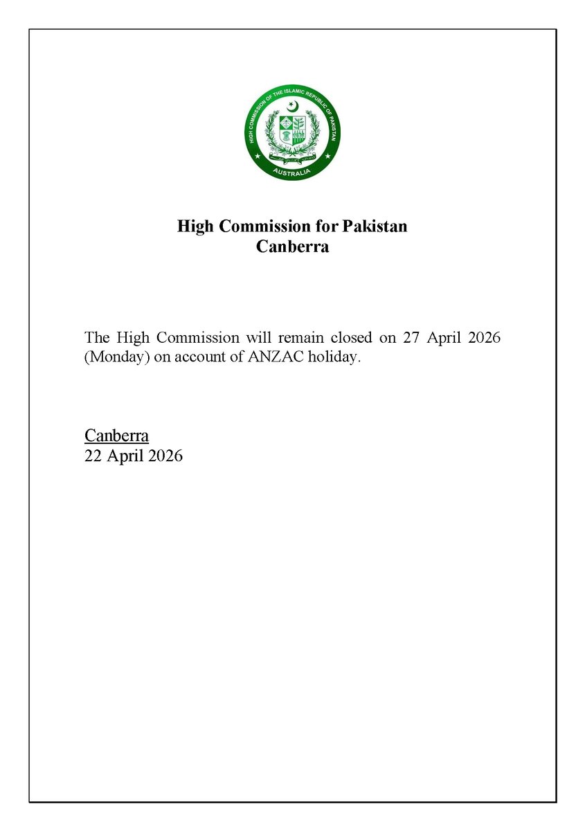 Pakistan High Commission Australia tweet media