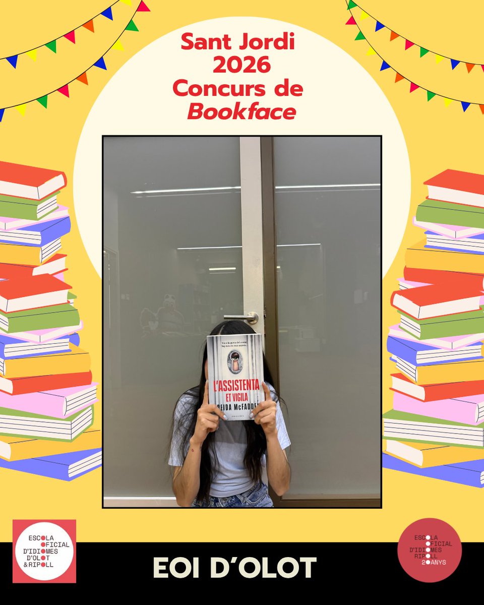 EOIRipoll's tweet photo. 🌹📚 Bona diada de Sant Jordi!

Us presentem totes les participacions de l’alumnat d’Olot i Ripoll al Concurs Sant Jordi 2026 – Bookface.

🙏 Moltes gràcies a tot l’alumnat per la vostra creativitat i participació!

🗳️ Últim dia per votar! (votació a l’escola) https://t.co/hyRXfzwMYp