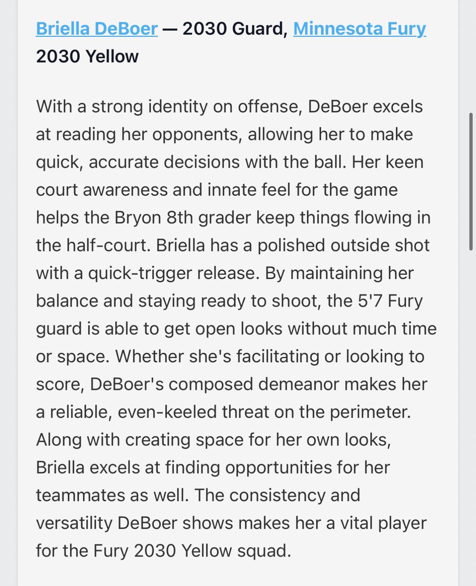 BriellaDeBoer1's tweet photo. Thank you so much for the nice write up @AllyMcGinnis2 ! https://t.co/KcSdetjGlw