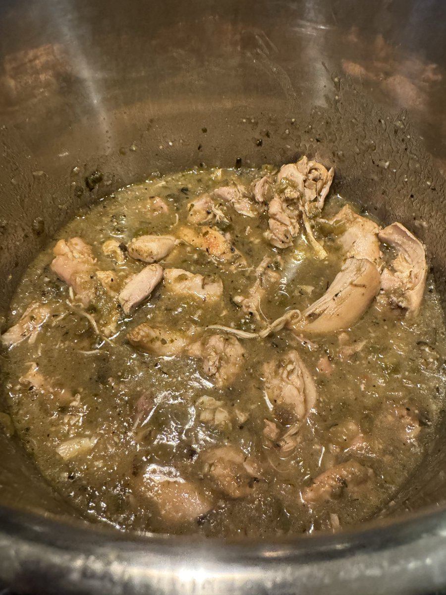 lady_limbaugh's tweet image. Ok I realize it’s not the most appealing looking dinner but it’s delicious! Chicken Verde Stew 💜 #maha