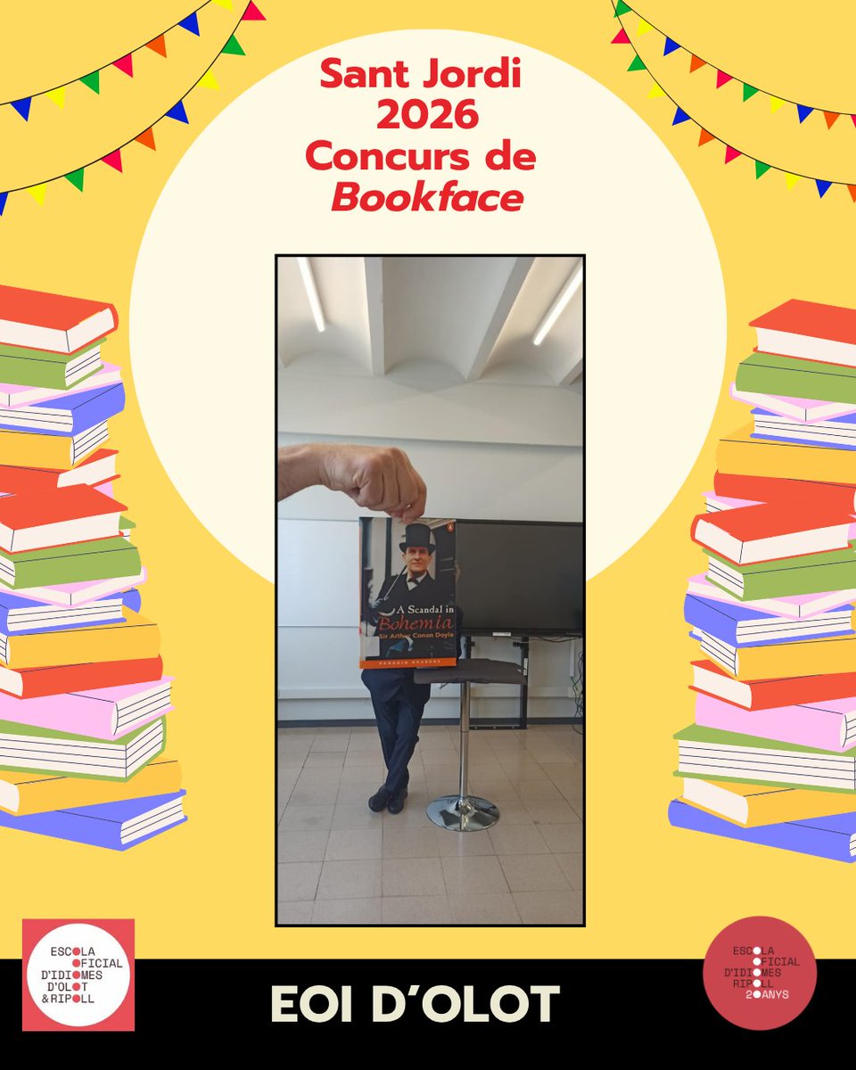 EOIOlot's tweet photo. 🌹📚 Bona diada de Sant Jordi!

Us presentem totes les participacions de l’alumnat d’Olot i Ripoll al Concurs Sant Jordi 2026 – Bookface.

🙏 Moltes gràcies a tot l’alumnat per la vostra creativitat i participació!

🗳️ Últim dia per votar! (votació a l’escola) https://t.co/k6rmAMS11Z