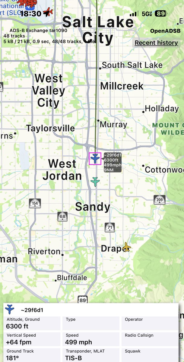 SLCScanner's tweet image. These jets are at 6300 ft basically 2000ft up and 500mph