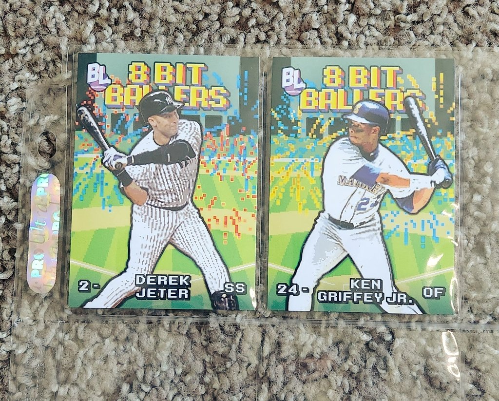 cavemanfire's tweet photo. I finally completed the set of 8 bit ballers from 2023 topps big league. Took me awhile to complete because I tried to find them at card shows but didn't have much luck so I ended up getting the rest on ebay 😅 @CardPurchaser https://t.co/9CE4P2rjhc