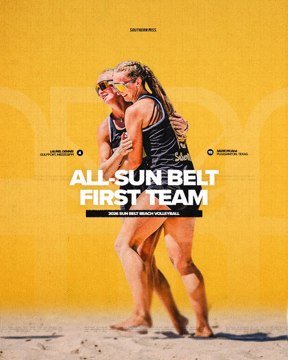 SouthernMissBVB's tweet photo. First Team for the First Flight!

Laurel Dennis and Sadie McAda are All-SBC First Team selections!

#SMTTT https://t.co/7c5vwFjrvt
