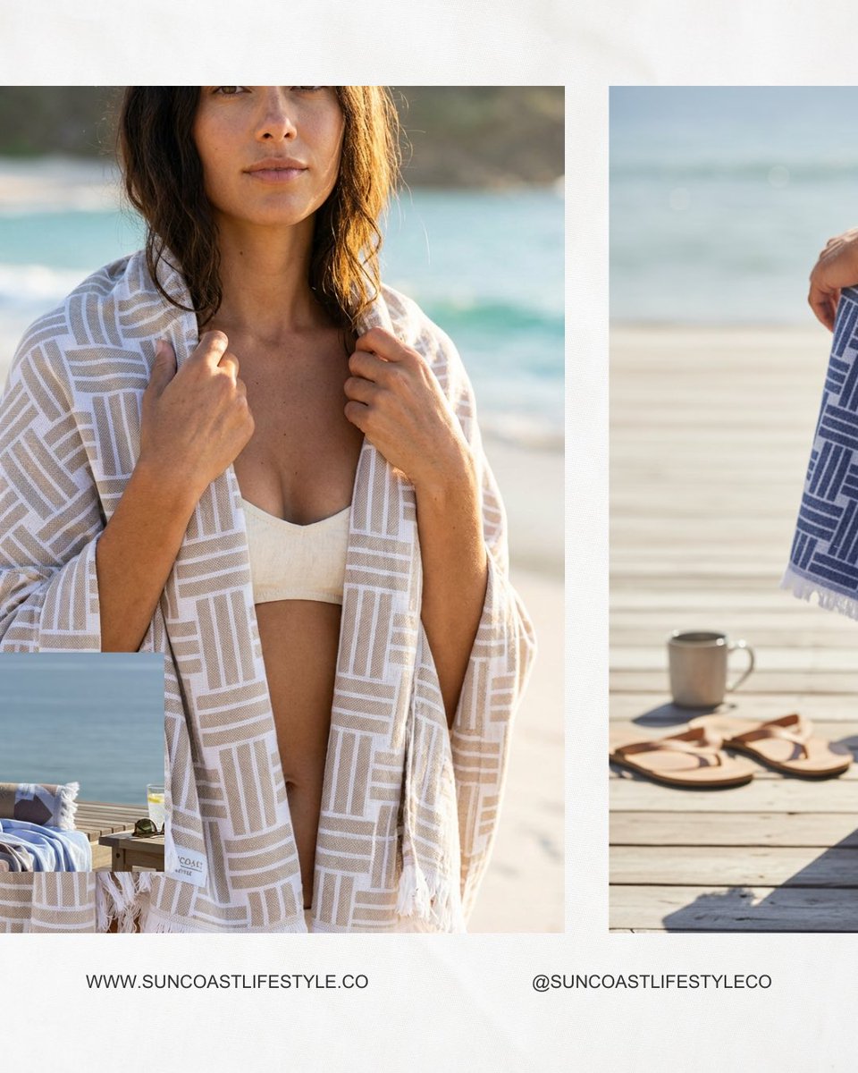SuncoastCo's tweet photo. Standard towels are bulky, stay damp, and trap sand. We fixed that.
The Suncoast Lifestyle Turkish towel:
✅ Dries in 20 mins
✅ Sand-free weave
✅ Ultra-lightweight &amp; packable
✅ Minimalist aesthetic
✅ Ultra Soft
Built for the the best days!
Shop now: https://t.co/vBvajylWgq https://t.co/SQiQ03EUgc