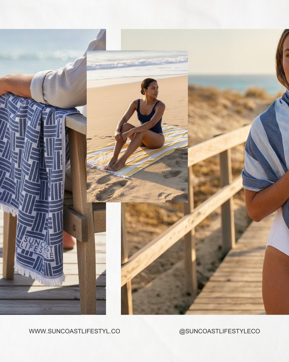 SuncoastCo's tweet photo. Standard towels are bulky, stay damp, and trap sand. We fixed that.
The Suncoast Lifestyle Turkish towel:
✅ Dries in 20 mins
✅ Sand-free weave
✅ Ultra-lightweight &amp; packable
✅ Minimalist aesthetic
✅ Ultra Soft
Built for the the best days!
Shop now: https://t.co/vBvajylWgq https://t.co/SQiQ03EUgc