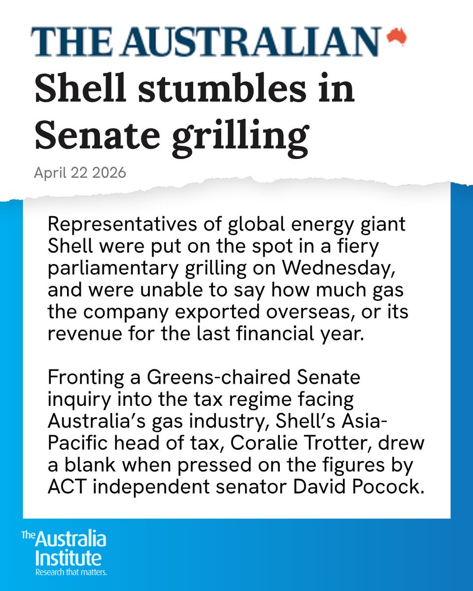 TheAusInstitute's tweet photo. As the AFR reported years ago, gas companies are 'systemic non-payers of tax'.

Now they're stumbling over themselves at a Senate inquiry looking into a 25% tax on gas exports.

Read more about the case for getting a fair return on our gas here > https://t.co/AIQqNzTsUY https://t.co/nFJmQTu8W3