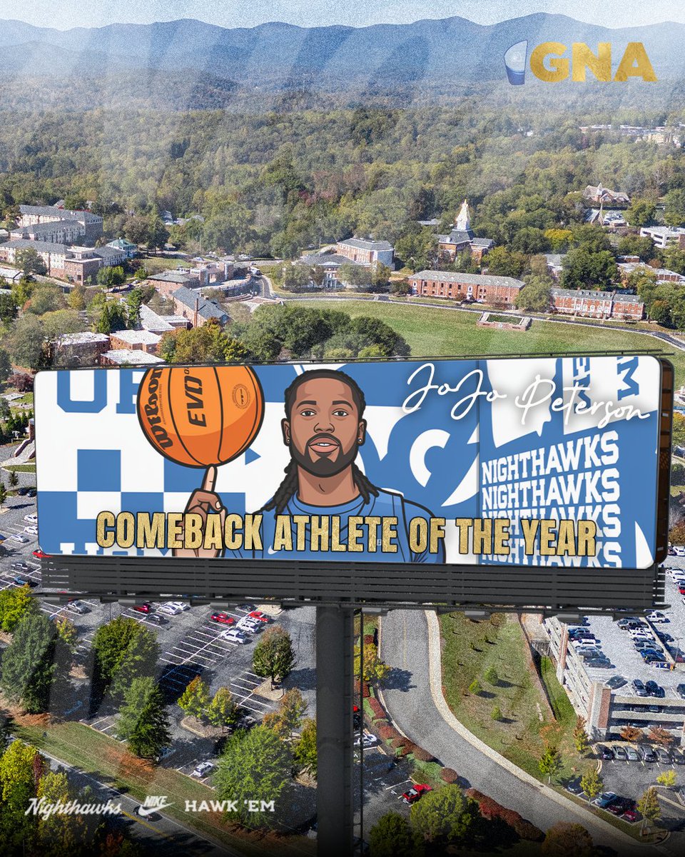 UNG_Nighthawks's tweet photo. 𝑵𝒐 𝑸𝒖𝒊𝒕 𝑰𝒏 𝑻𝒉𝒊𝒔 𝑮𝒖𝒚🙅‍♂️

JoJo Peterson is the Comeback Athlete of the Year! #GNA2026 | @UNGMBB https://t.co/W3Qvia4HHa