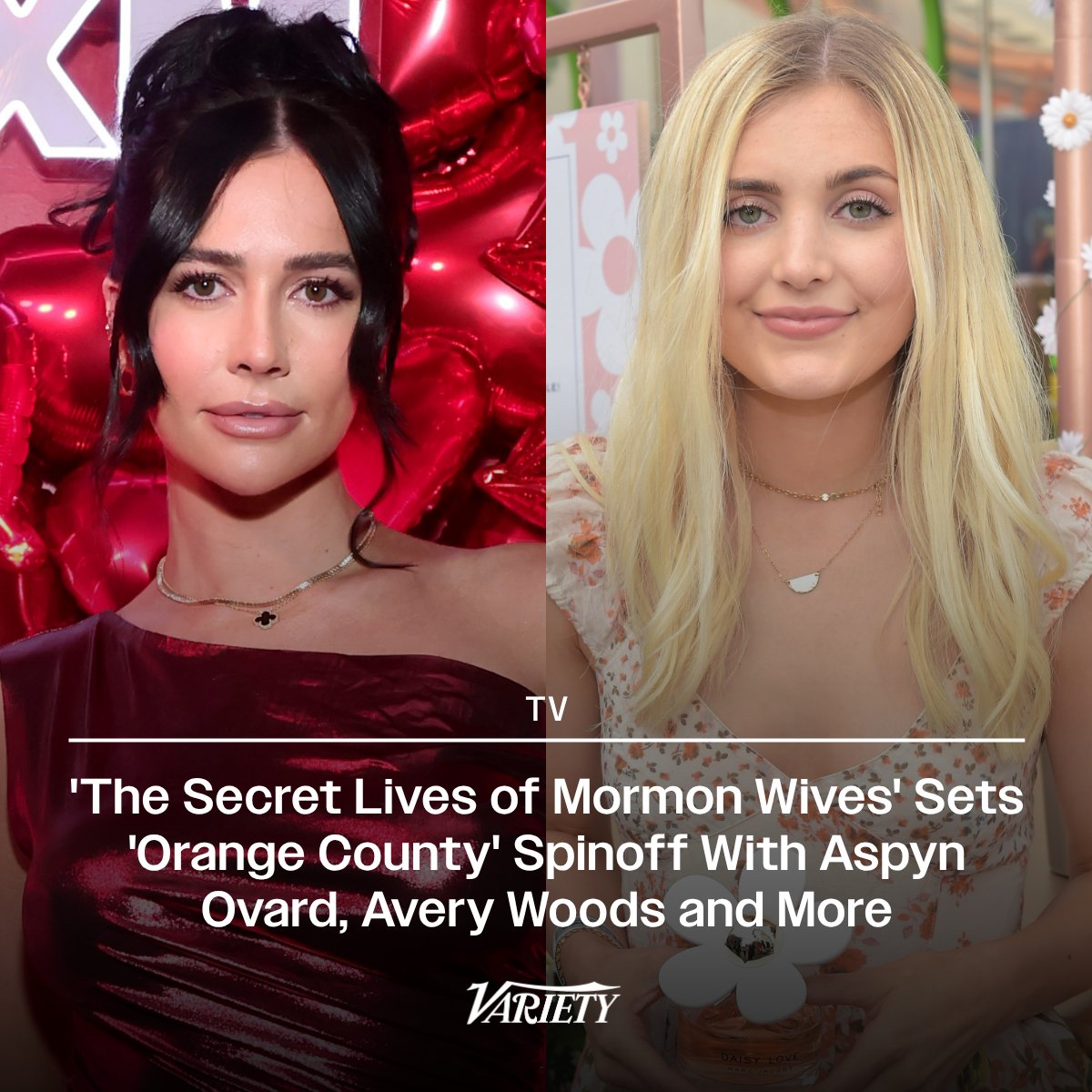 Variety's tweet photo. “The Secret Lives of Mormon Wives” is getting an “Orange County” spinoff at Hulu.

The series will star Aspyn Ovard, Avery Woods Bobbi Althoff, Salomé Andrea, McCall DaPron, Chandler Higginson, Ashleigh Pease and Madison Bontempo.

https://t.co/m8MO5bFNHH https://t.co/S41v5WIZfM