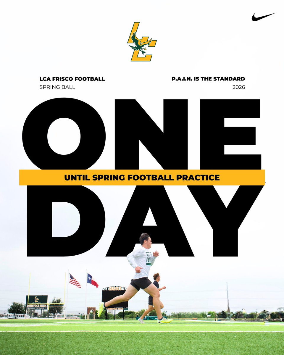 LCAFriscoFB's tweet photo. P.A.I.N. is the STANDARD. 

A new team is starting tomorrow afternoon. 

Onward Eagles! https://t.co/BHfI6g1AKJ