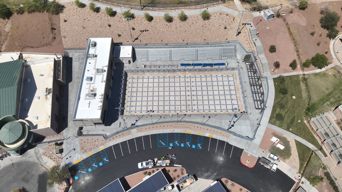 CityOfLasVegas's tweet photo. This year, we will open the new Olympic-sized outdoor pool at the Pavilion Pool Complex. 🏊‍♂️

Located adjacent to Veterans Memorial Community Center, the pool will provide a much-needed additional facility for swimmers to enjoy and a training space for future Olympians. 🏊‍♀️🥇

The project is funded through a $1 million donation from @SandpipersofNV, a nearly $9 million grant through the Southern Nevada Public Lands Management Act and city general funds. 🤝

#StateOfVegas2026