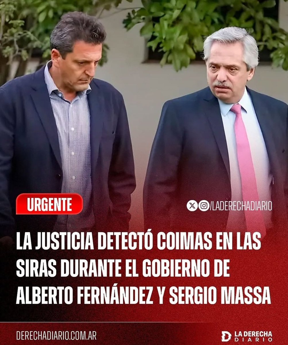 TIENEN QUE CAER‼️

La Justicia DETECTÓ COIMAS 💰 en las Siras durante el gobierno de Alberto Fernández y Sergio Massa 💥

¿Estás de acuerdo en que DEBEN estar tras las rejas?

1- SI ✅ 
2- NO ❌