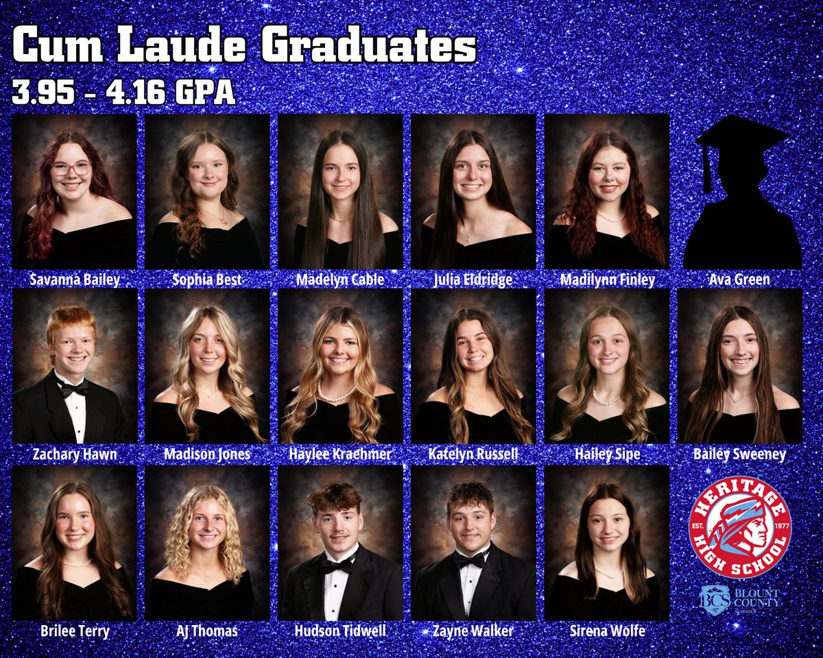 HHSMountaineers's tweet image. 🎓Our graduation countdown continues with 23 days and shoutout to our Class of 2026 Cum Laude seniors—earning a 3.95–4.16 GPA! Congratulations, Mountaineers, we're proud of you!❤️🩵
#HHSmountaineers #WeAreHeritage #CLIMB #BlountCountyStrong