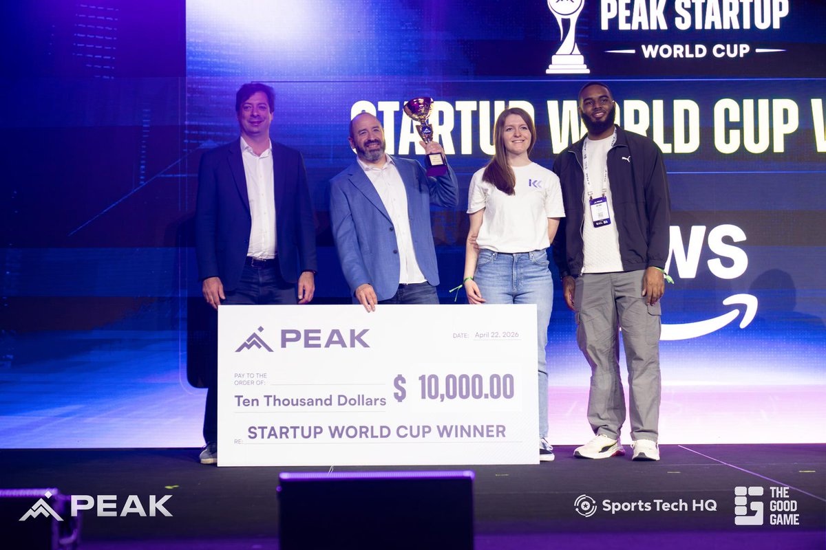 peakconf's tweet photo. After a competitive Startup World Cup at PEAK, the top startups have been decided.

🥇 @SuperQuickQ: $10K Cash + $10K in @awscloud credits
🥈 @KinetikIQ: $5K in AWS credits + 2027 Booth @ PEAK
🥉 @scoutzapp: $5K in AWS credits + 2027 Booth @ PEAK

Thanks judges &amp; our sponsor AWS! https://t.co/1O9c90e39J