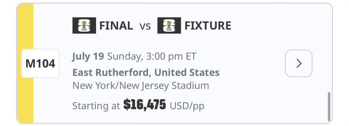 OhMyHunch's tweet photo. Cheapest ticket on east coast is $1,800
And final is $16,475
I’m not watching any 
U suck @FIFAWorldCup @FIFAcom https://t.co/uWAyE7ii6O