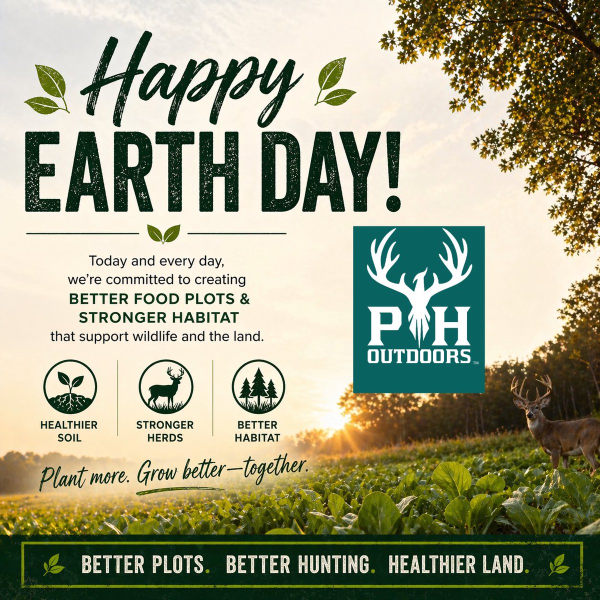PHOutdoors1's tweet image. Happy Earth Day 🌎🌱

Better food plots start with better soil.

At PH Outdoors, we’re focused on building stronger habitat, supporting healthier herds, and helping landowners get more out of every acre.

Plant more. Grow better.

#EarthDay #PHOutdoors #FoodPlots