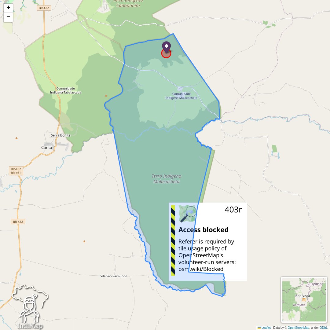 indimapbr's tweet photo. O IndiMap Acabou de gerar uma nova notificação de desmatamento na terra Indígena Malacacheta.
Foi detectado 1 alerta de desmatamento via Mapbiomas Alerta.
Mais detalhes acesse: https://t.co/2CyXsih732 
#indimap #indimapDesmatamentos #Malacacheta https://t.co/3Jti13BiVd