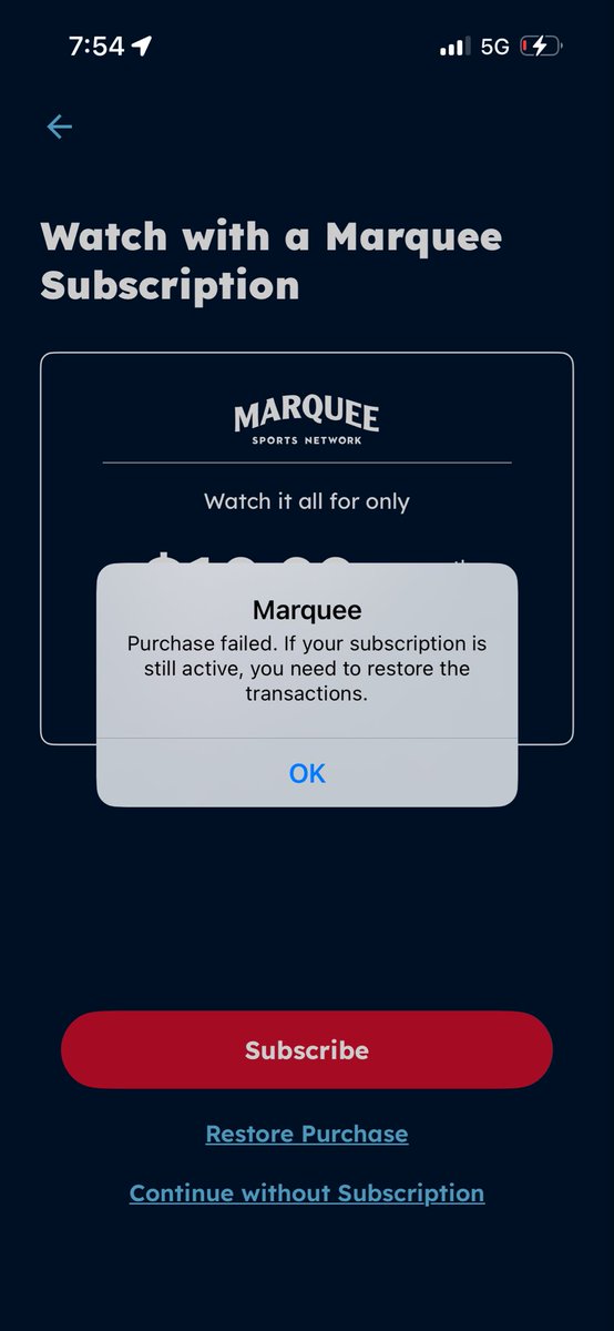 therealteddymac's tweet photo. Day 3 of posting every day about how much @WatchMarquee is a slap in the face of fans. I’ve entered my date of birth logging into this thing a dozen times. Shared my location with the app trying to do my part. Been subscribed and paying. Just in a never ending circle of suck. https://t.co/D2ZkDPcTJS