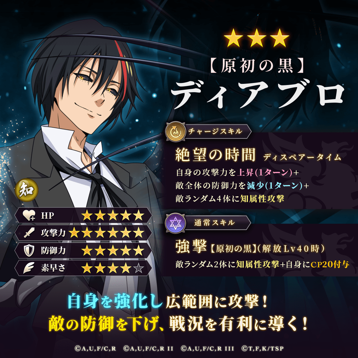 ✨『#終ワルDOJ 』x『#転スラ』✨
🎉コラボ開催中🎉

⚔️人類闘士として参戦⚔️
👑【原初の黒（ノワール）】ディアブロ👑✨をご紹介✨

悪魔族（デーモン）を統べる存在である
上位魔将（アークデーモン）
…という分類だが、
その正体は世界に七柱しかいない原初の悪魔。

#終末のワルキューレ