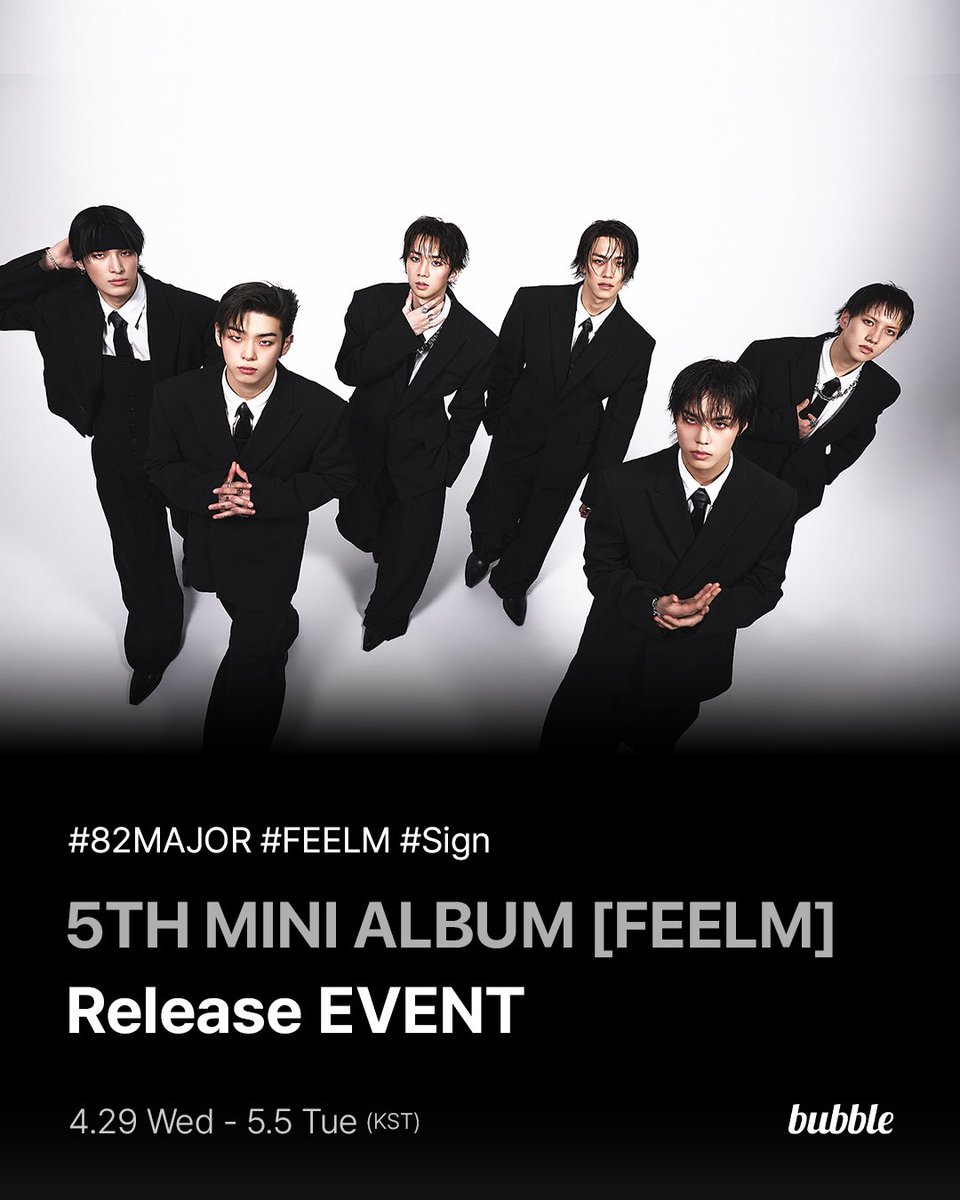 dearu_bubble's tweet image. [🎧] 82MAJOR X bubble ‘FEELM‘ Release EVENT !

✔️ #Sign 해시태그와 함께 타이틀곡을 듣고 떠오르는 단어를 여섯 글자로 남겨주세요!

🎁사인 폴라로이드 (6명 / 랜덤)

-

✔️ With the hashtag #Sign leave a six-letter word inspired by the title track!

🎁 Signed Polaroid (6 winners /