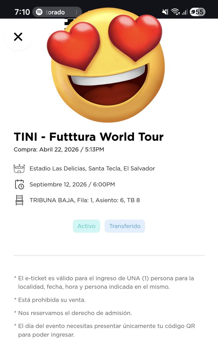 No es la que hubiera querido pero voy a ver a Tini 😍😍😍 🇸🇻
