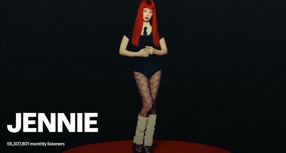#JENNIE monthly listeners on Spotify (Apr 21)

— 55,307,801 (+270,164)❤️‍🔥 *new peak*
