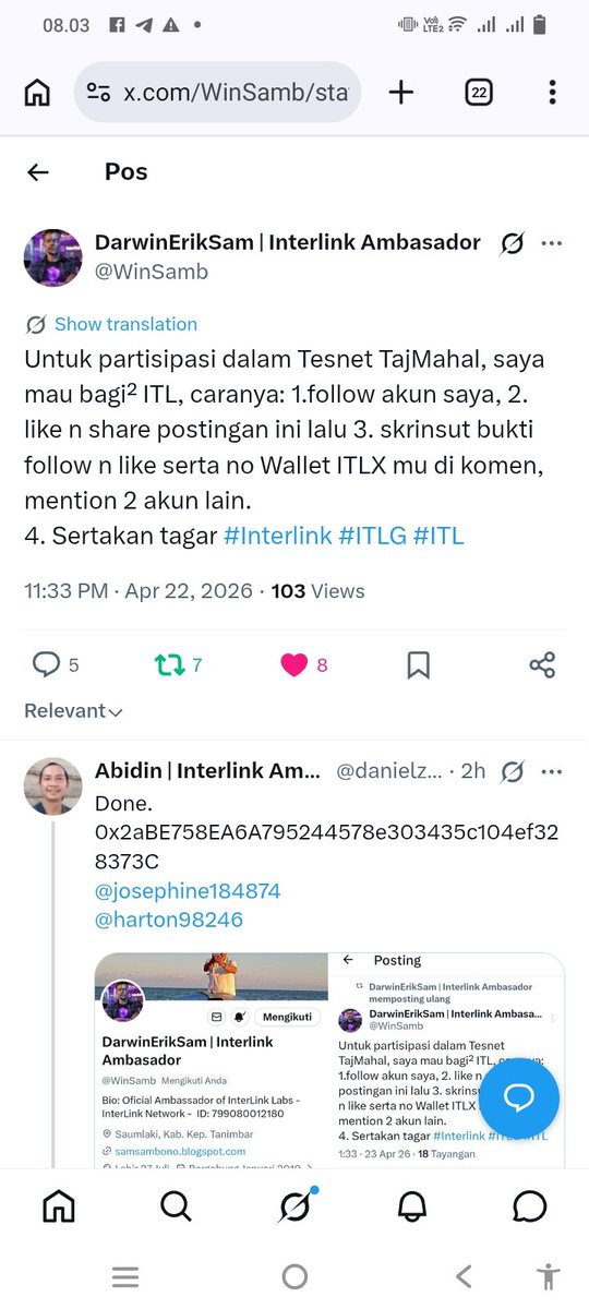 octara96072's tweet image. Selesai
0xd8dEdEd44eC68F1b64ebF5417Ed0bd8a03a3bcC7
@Hudana_Westjava 
@Simkuri14465791 
#Interlink #ITLG #ITL