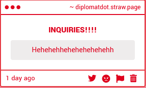 ditzbee's tweet image. HAHAHAHEHEHHOHOHOHOHOHOHOHOHOHOHOHOHOHOHHOHOHOHO!!~!!!!!!!!111!!!!!!!!!!1!

HA"HA"VE #YOU HEHE'D YOUR HOHO'S TODAY???????????????????

DIPLOMATDOT.STRAW.PAGE