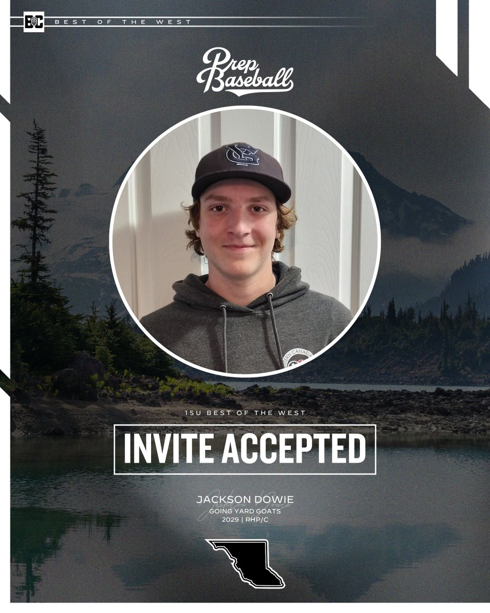 PrepBaseballAB's tweet image. 𝟏𝟓𝐔 𝐁𝐞𝐬𝐭 𝐨𝐟 𝐭𝐡𝐞 𝐖𝐞𝐬𝐭: 𝐈𝐧𝐯𝐢𝐭𝐞 𝐀𝐜𝐜𝐞𝐩𝐭𝐞𝐝

'29 RHP/C Jackson Dowie (@Goingyard1) has accepted his invite to represent Prep Baseball Canada at the prestigious Best of the West. 

#BOW26 | #BeSeen