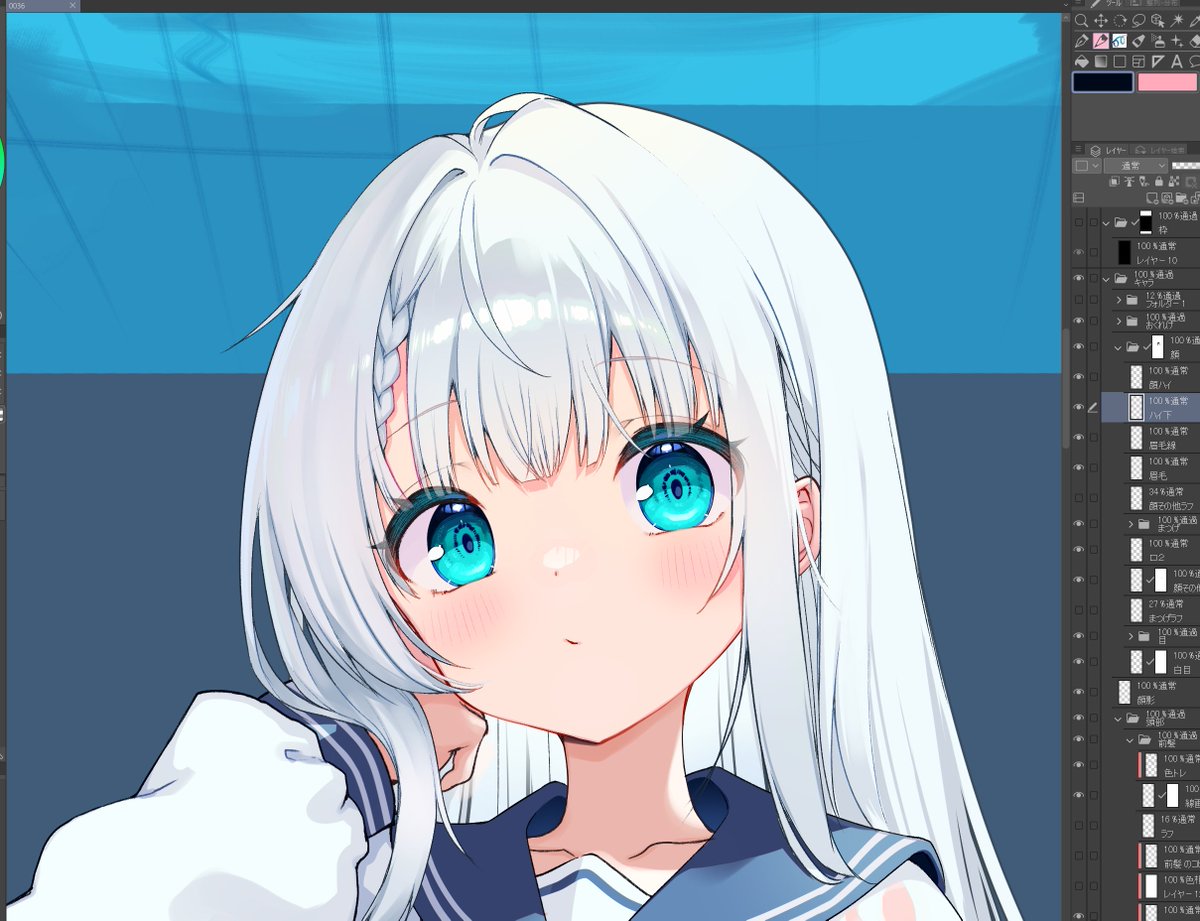 瞳の塗り方また微妙に変えてるけど良くなってきてると思う 