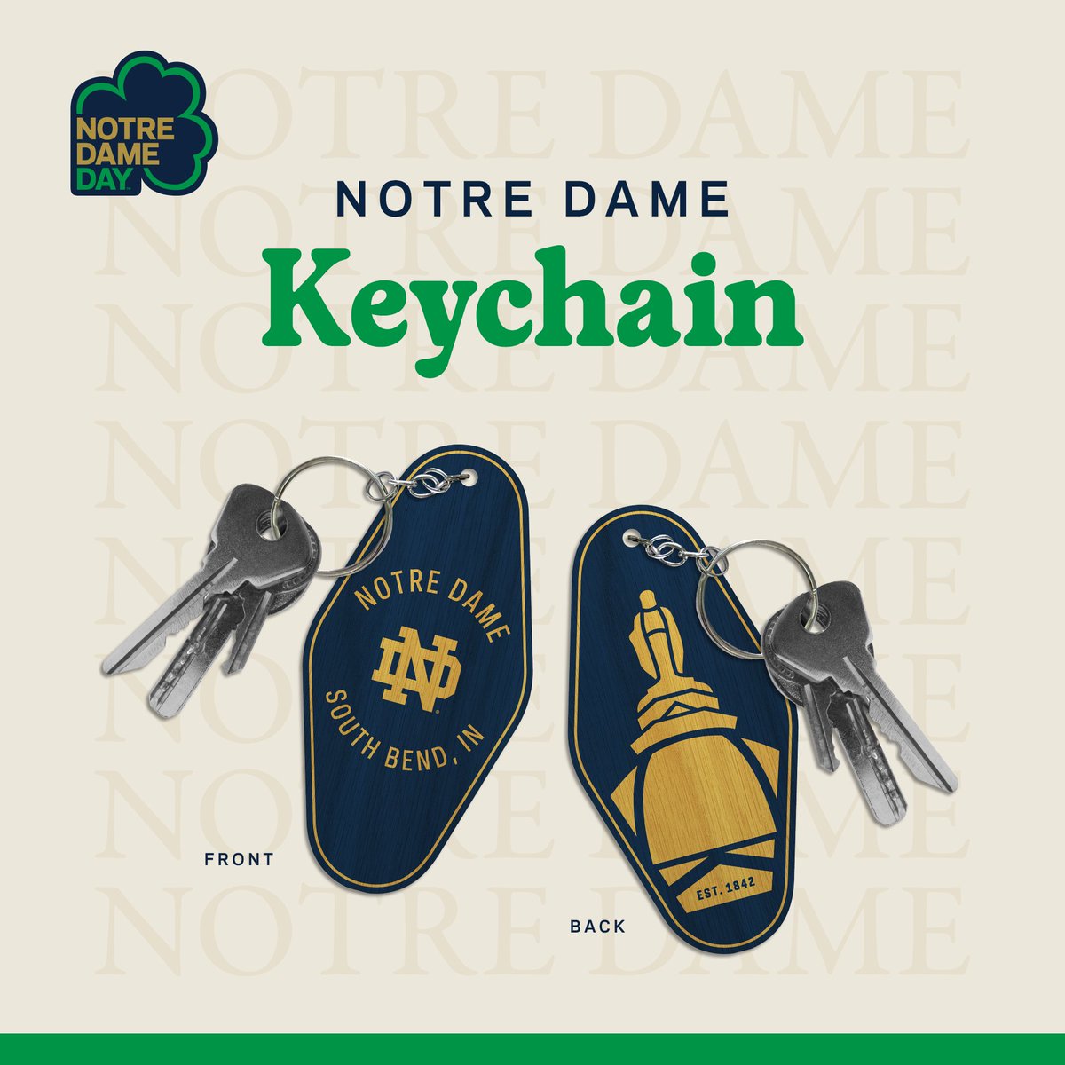 NDLoyal's tweet photo. We're in the final hours of #NDday 2026. ☘️
If you've been thinking about giving, now's a great time! Make a gift between 9 PM and midnight ET, and we'll send you this retro ND keychain as a thank you.
Claim yours 👇 https://t.co/GCpP3mwEtf https://t.co/VDEkDwM6uh