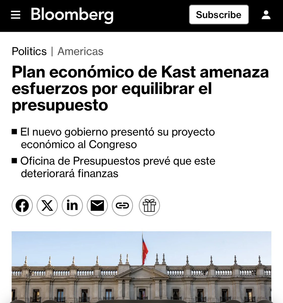 🇨🇱 Golpe de realidad al <a href="/GobiernodeChile/">Gobierno de Chile</a>, cortesía de <a href="/Bloomberg/">Bloomberg</a>