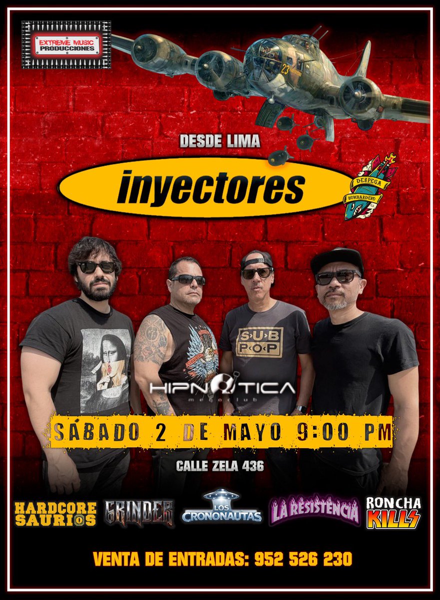 Inyectores's tweet photo. TACNA ! El 02 Mayo estamos aterrizando para un conciertazo en Hipnótica. Volvemos después de muchos años, no se lo pierdan!
Entradas al: 952 526 230
WhatsApp: https://t.co/LTLRqoYmaS https://t.co/CBs5T3qvqo