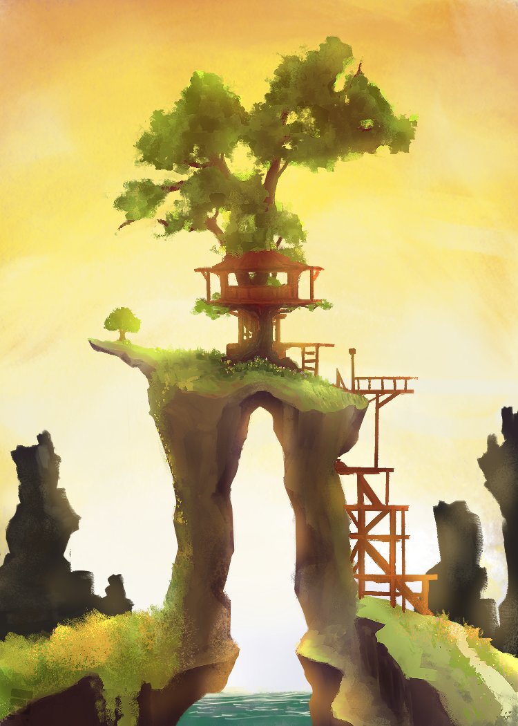 ppaisendesu's tweet image. treehouse on top of a split rock 🌳(trying to get back to drawing slowly !!)

TAGS Ꮺ✮
#visdev #digitalpaint #conceptart