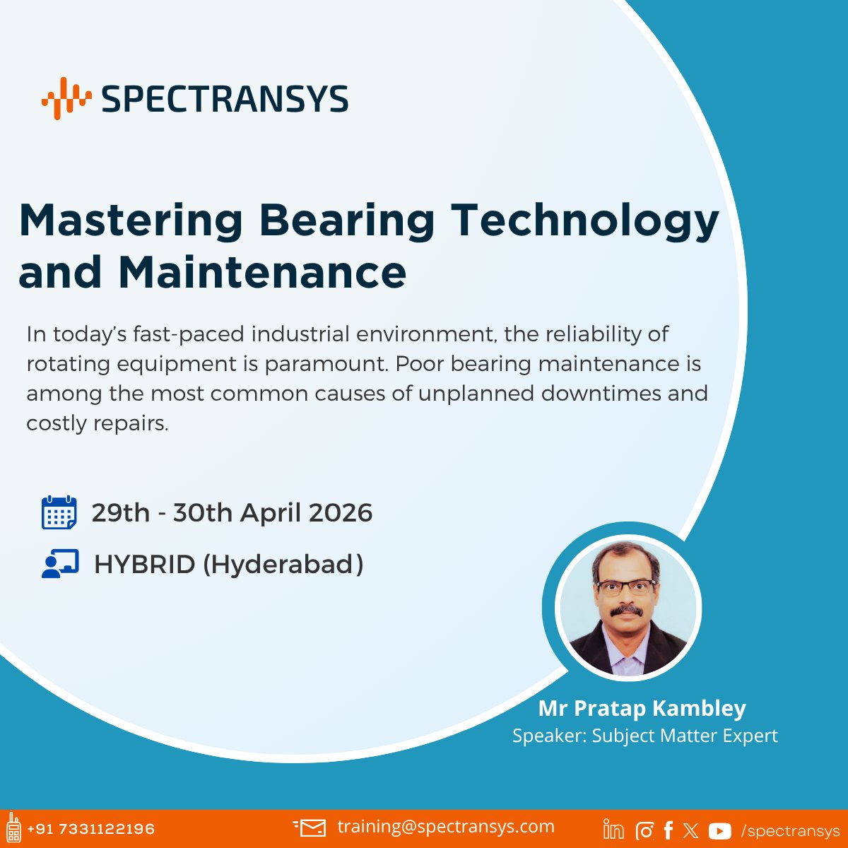 spectransys's tweet image. 𝐁𝐞𝐚𝐫𝐢𝐧𝐠 𝐅𝐚𝐢𝐥𝐮𝐫𝐞𝐬 𝐀𝐫𝐞 𝐂𝐨𝐬𝐭𝐥𝐲—𝐏𝐫𝐞𝐯𝐞𝐧𝐭 𝐓𝐡𝐞𝐦 𝐒𝐦𝐚𝐫𝐭𝐥𝐲.

📅 29–30 April
📍 Hybrid Program
⚠️  Book Your Seat: shorturl.at/YOH03

 #BearingFailure #ReliabilityEngineering #Spectransys