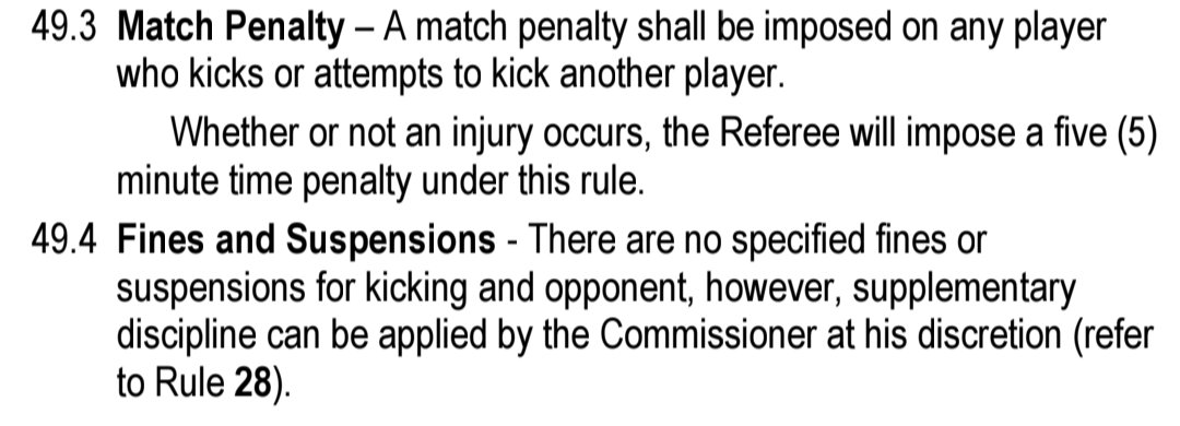 Should've been given a match penalty. Based on recent kicking suspensions and this being the playoffs, 2-3 games