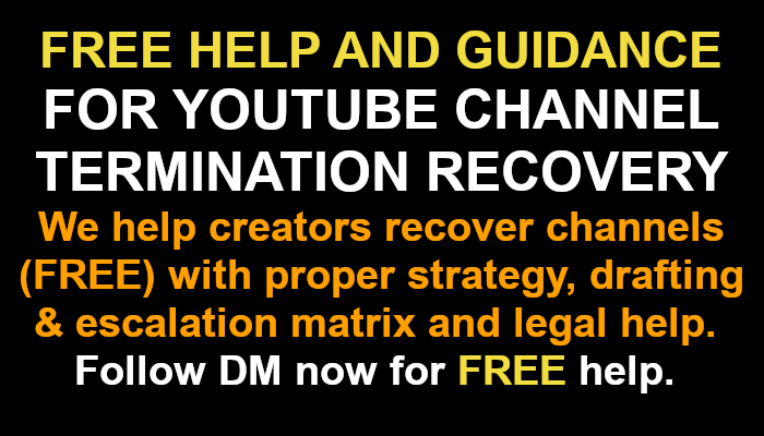 HeyShivYTXpert's tweet photo. @abronettube @TeamYouTube Hi ABRONETTUBE; I help creators recover channels (FREE) with proper strategy, drafting &amp; escalation, if you see this re-post, like, follow and DM now for FREE help. #YoutubeRecovery #YoutubeTermination #YoutubeHelp #CommunityGuidelines #YoutubeAppeal #YouTubeSupport, https://t.co/pd9bjeecvI