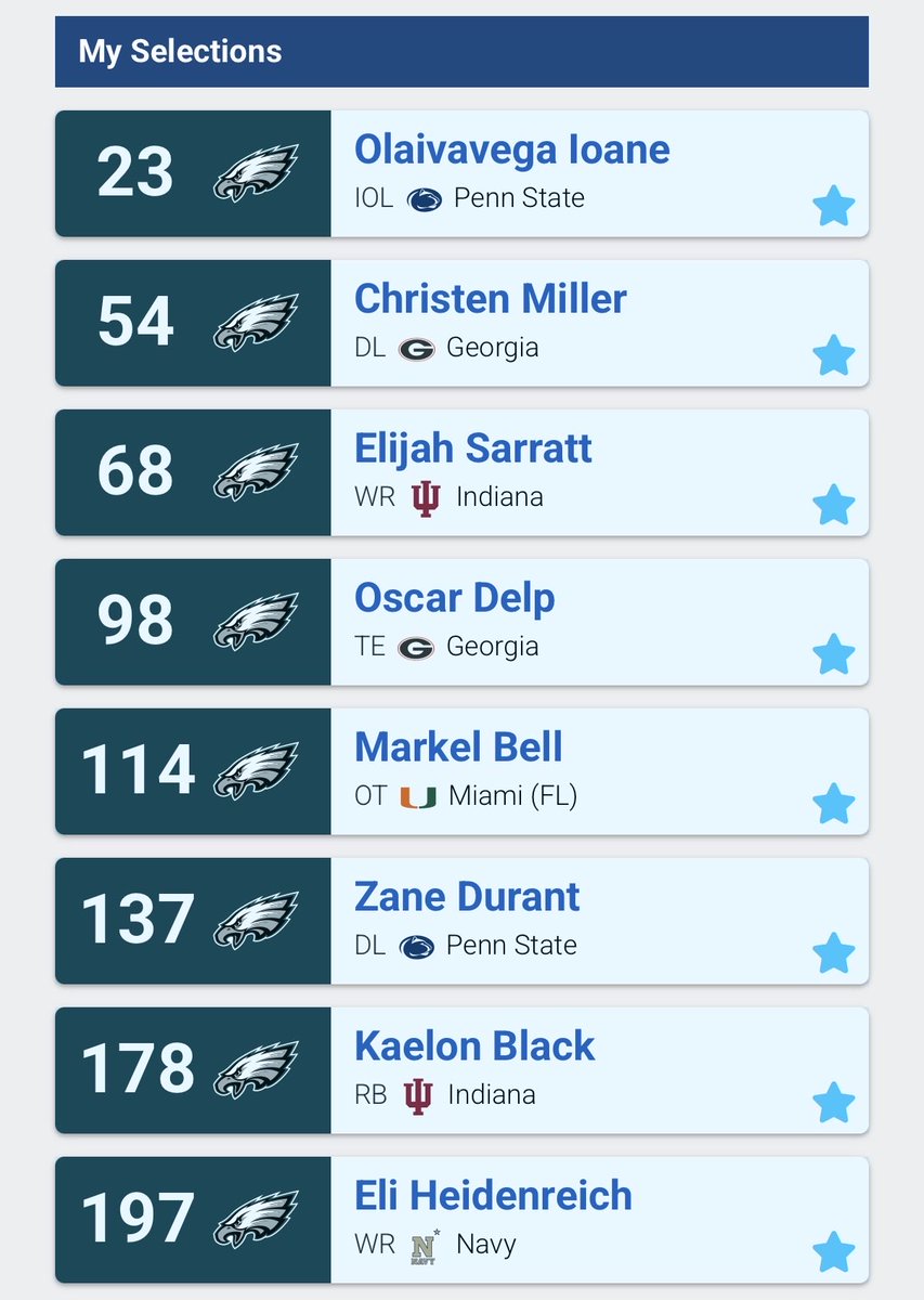 NaterForYou's tweet photo. Eagles Mock Draft 1.0 day before the #nfldraft https://t.co/MjwVPw3Gpm