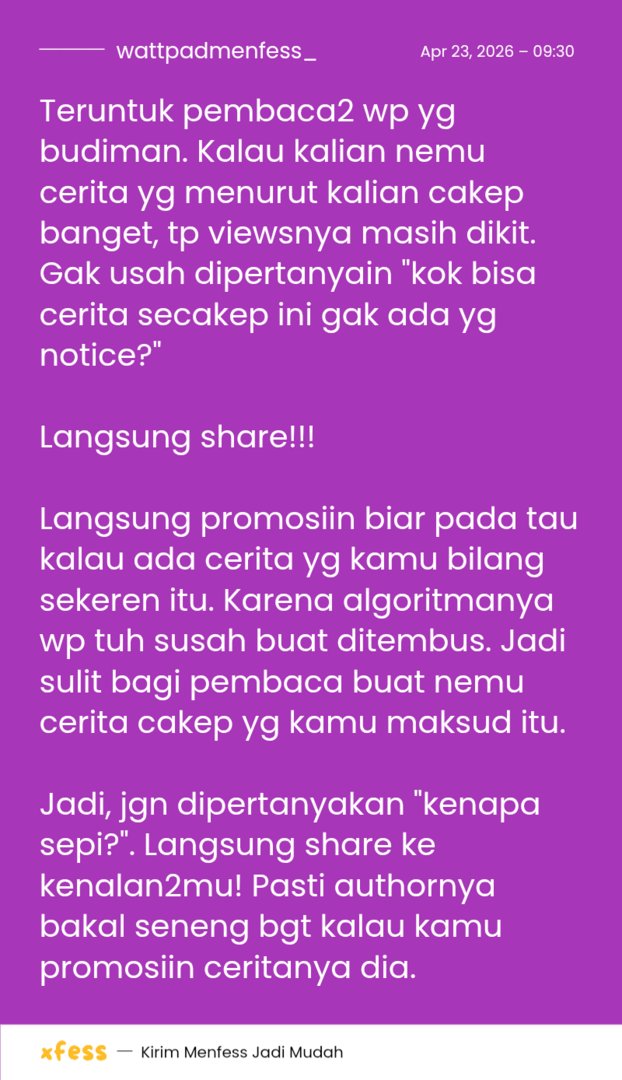 wattpadmenfess_'s tweet photo. Minimal li ma kata /wp/ https://t.co/5934tkzm84