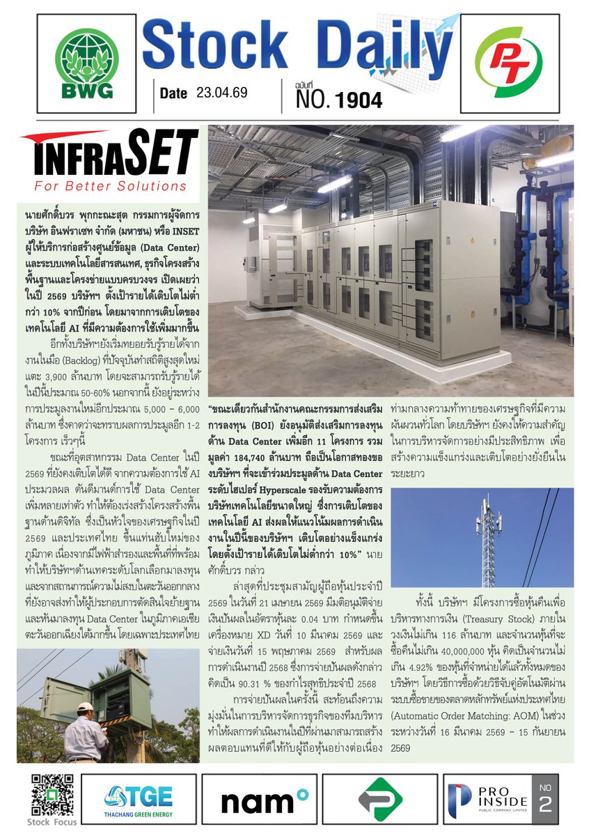 FocusStock's tweet image. หนังสือพิมพ์ออนไลน์ Stock Daily ประจำวันที่ 23 เม.ย. 2569

ลิงก์ : stockfocusnews.com/t93l
#หนังสือพิมพ์ออนไลน์ #INSET
#StockDaily #WICE
#BWG