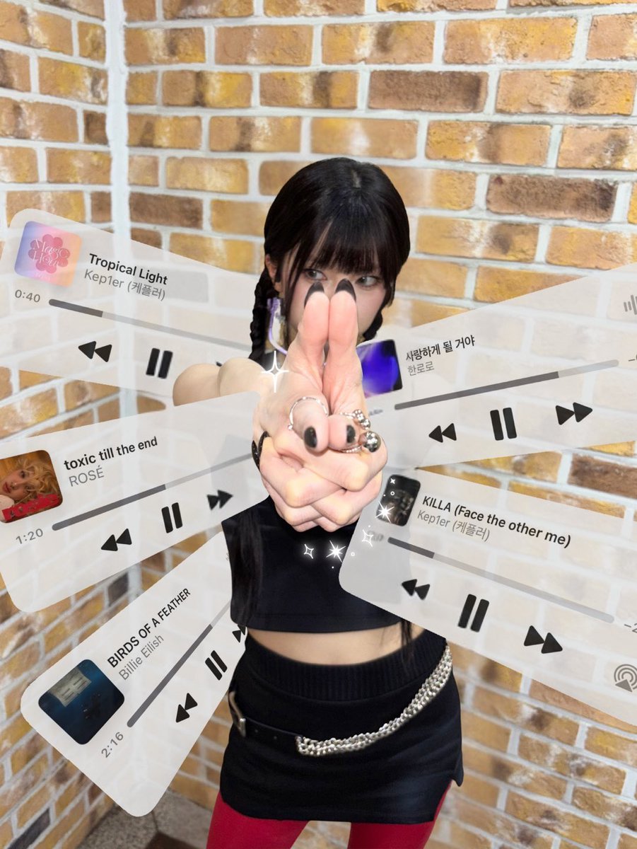 𝒌𝒊𝒍𝒍𝒂 playlist by yujin ☆ tropical light by kep1er
사랑하게 될 거야 (landing in love) by hanroro
toxic till the end by rosé
birds of feather by billie eilish
killa (face the other me) by kep1er
 ➝ #CHOIYUJIN #최유진 #KEP1ER #케플러 <a href="/official_kep1er/">Kep1er</a>