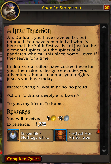 Mark5_O's tweet image. One of the best things about getting the Pandarian Heritage Armor set was going back to Pandaria for more fun.

#Warcraft