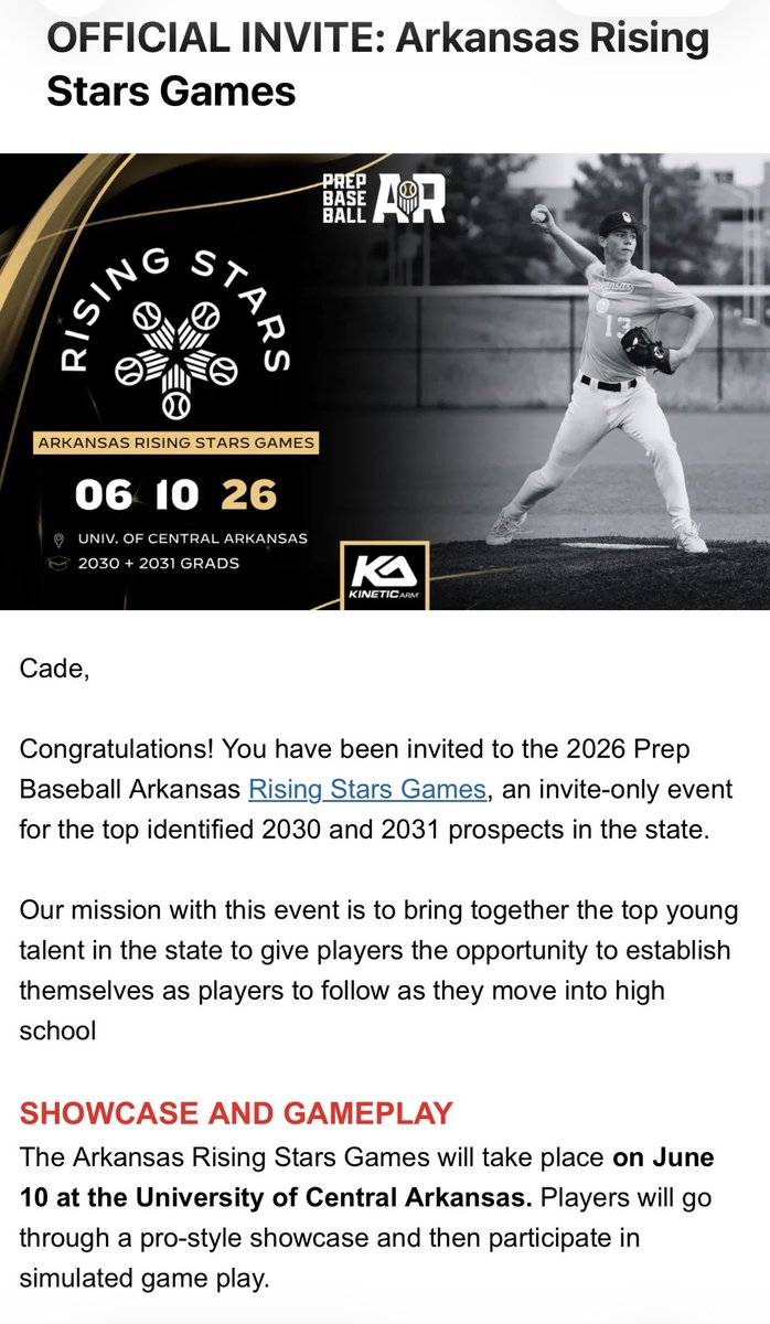 CadeKeele's tweet photo. @PrepBaseballAR thank you for the invitation….. I’ll see you there. https://t.co/gxXwlunOID