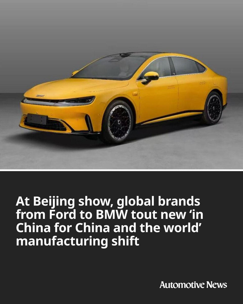 Automotive_News's tweet image. International automakers doing business in the world’s biggest auto market are shifting the local development and manufacturing strategy from “in China for China” to “in China for China and the world."

#Beijing #Ford #BMW #China #automotive #autoindustry