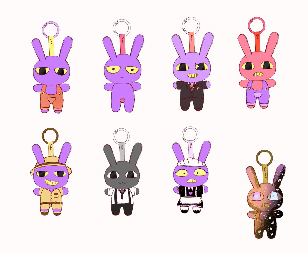 absygobonkerz's tweet image. I decided to repost these. Here’s some Jaxbubu concept designs I made. These would be sooo cute if Glitch made them. Rare would be evil Jax, super rare would be abstraction Jax, and the secret of course would be gold Jax.

@glitch_prod 👀???
#theamazingdigitalcircus #tadc