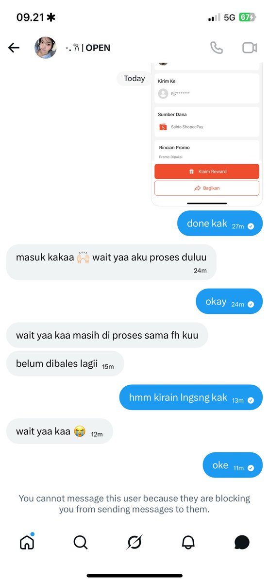 mtcha4life's tweet photo. ⚠️PENIPUAN⚠️

barusan banget kejadian di gue
hati-hati sama ini akun yaa guyss
bantu report akunnya pliss😭🙏🏼 https://t.co/bBLgDsuedu