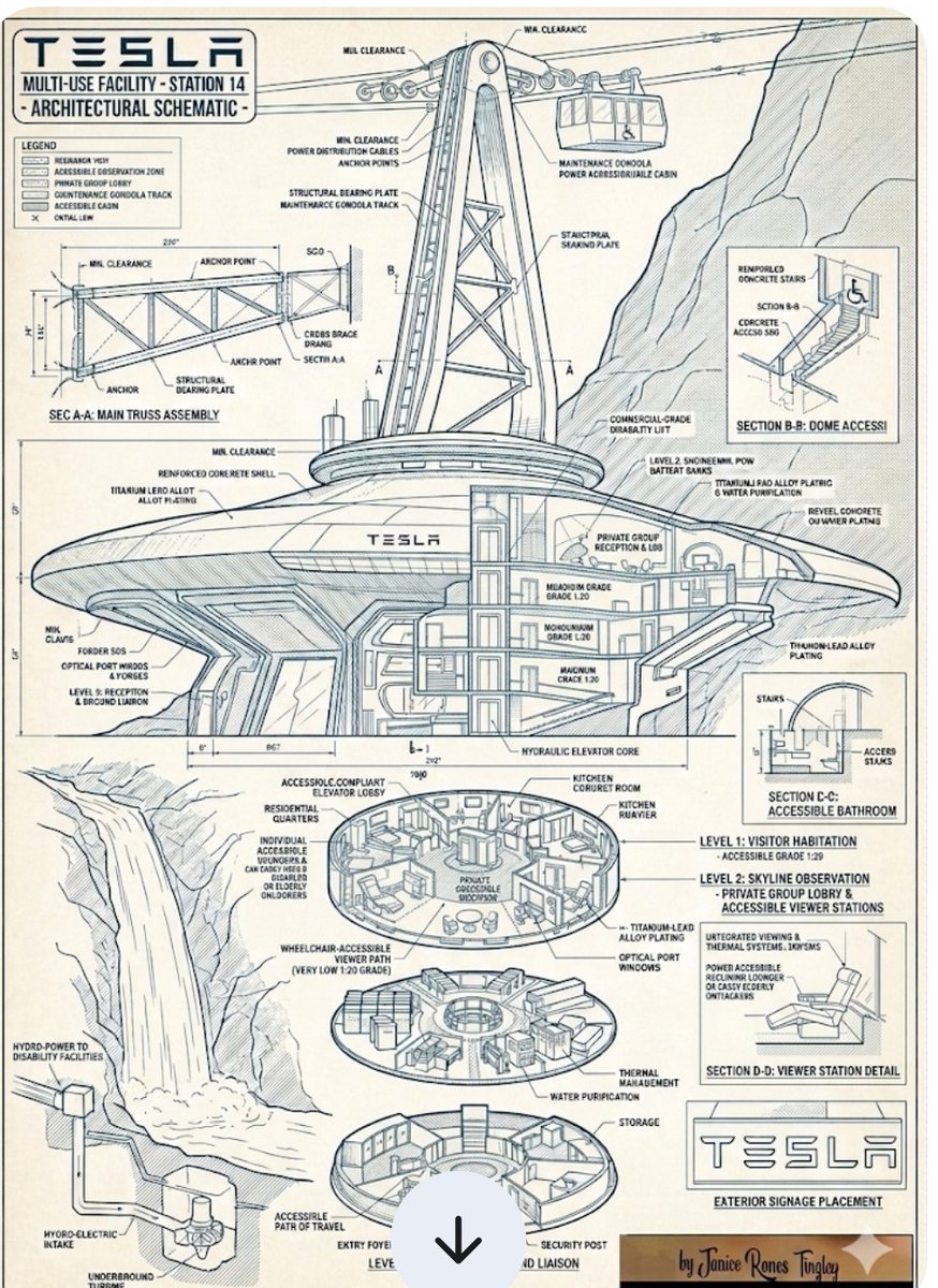 NolanmonstersP's tweet image. The blueprint:
✅ Hydro-electric intake for 24/7 clean energy
✅ Specialized maintenance gondola system
✅ Full wheelchair-accessible viewer paths &amp;amp; habitation levels
​Technology is only as good as its ability to empower everyone. 💡💻
​@SpaceX @Grok #Engineering #Accessibility