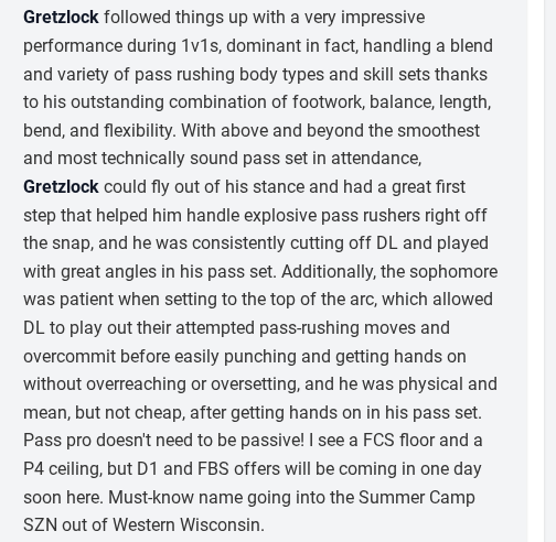 DrewGretzlock's tweet photo. Thank you @OJW_Scouting for another write-up! Im more than blessed to receive this honor! Big things to come this offseason!
@_CharlieNesbitt @coachdangalante @CoachKMorgs @CoachKubacki @CoachLucasNDSU @DavidWienke15 @IanLillieCMU @CoachLarsonNR @EliPerezUW @CoachBAM93 @nick20lee https://t.co/7yucV0y5Gi
